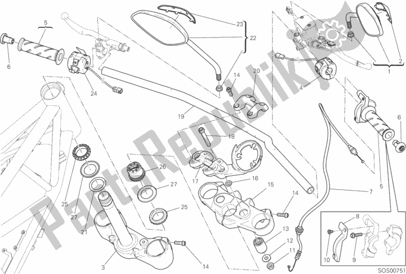 Todas las partes para Manillar Y Controles de Ducati Scrambler Classic Thailand USA 803 2016